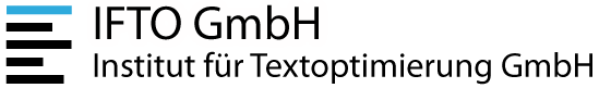 Logo der IFTO GmbH mit stilisiertem Schriftzug und grafischen Elementen.